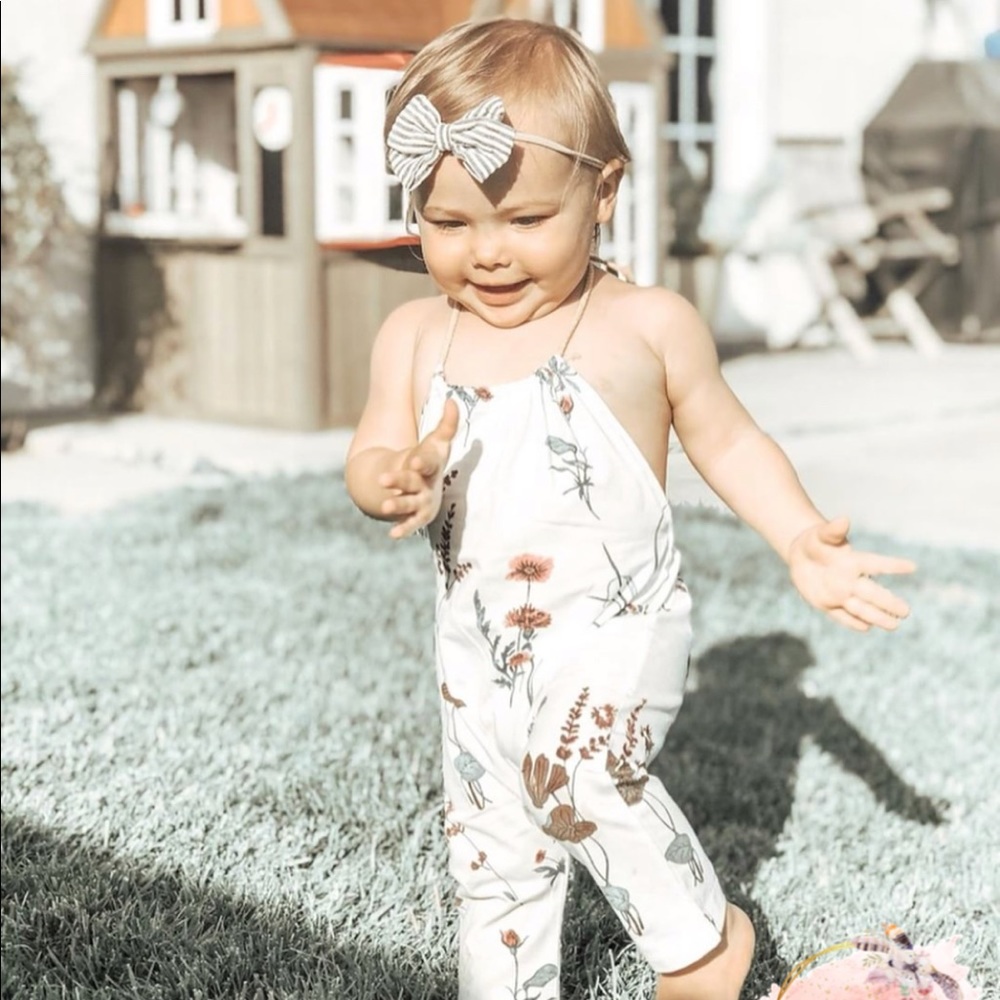 Boho Baby Floral Halter Fall Romper Jumper - Picture 1 of 2